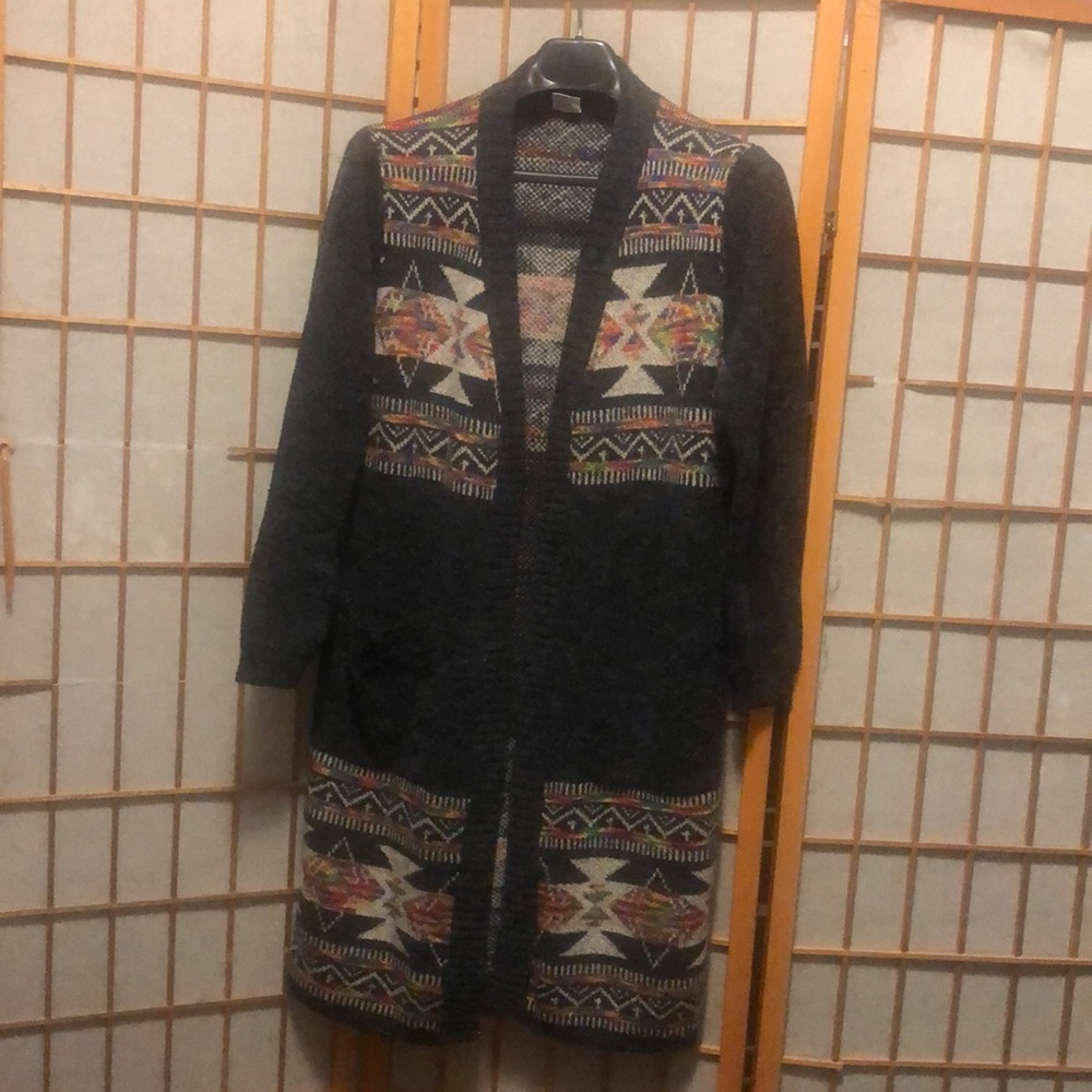 Vivid Importers. Long sweater jacket size L/XL. Like new.